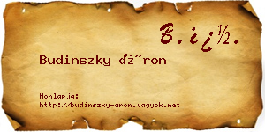 Budinszky Áron névjegykártya